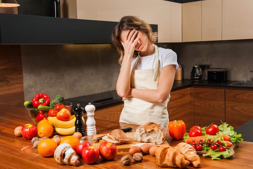 Woman thinking about nutrition and depression