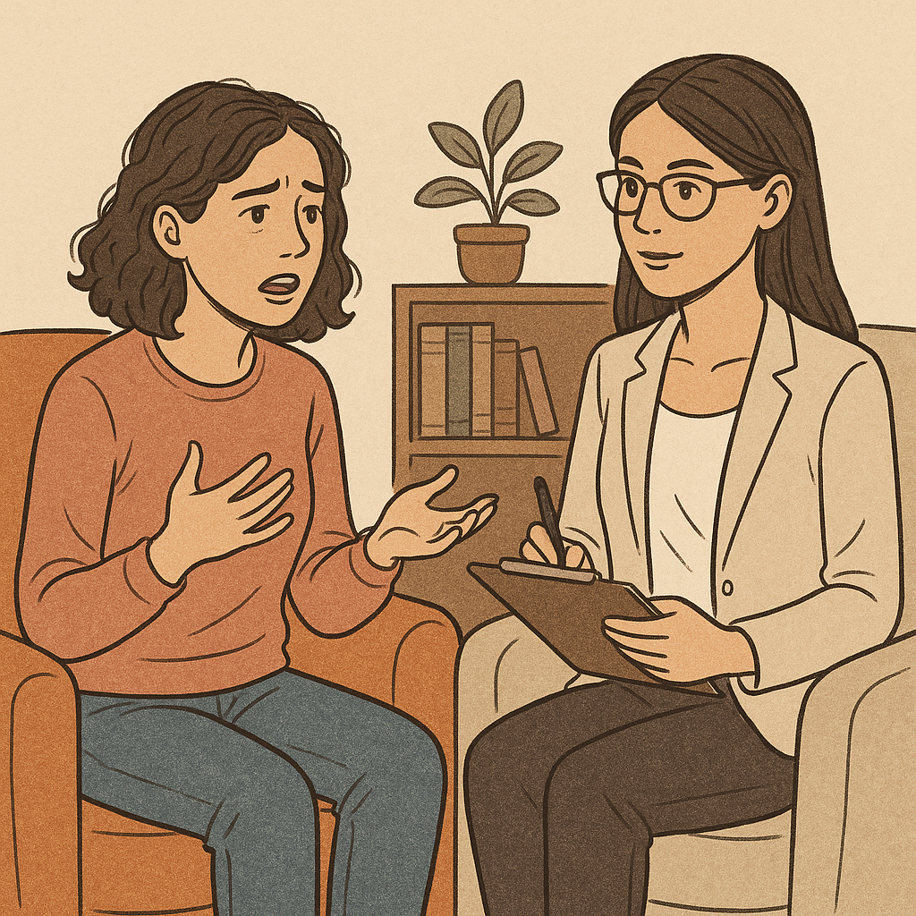 illustration of a woman in therapy