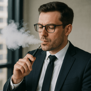 photo of an executive vaping