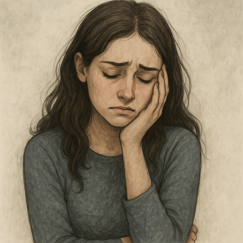 illustration of a sad women