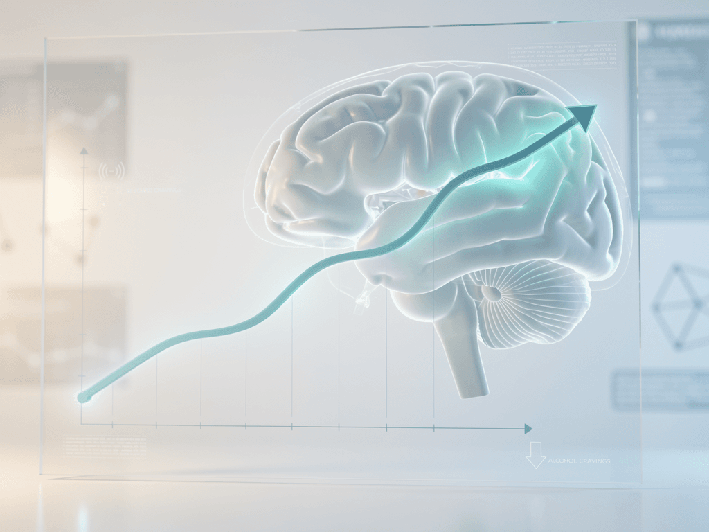 Brain reward pathway visualization showing reduced alcohol cravings from GLP-1 medications