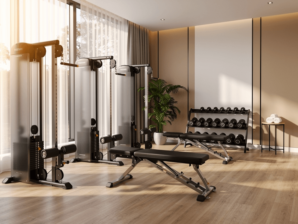 Private fitness area in upscale addiction treatment center