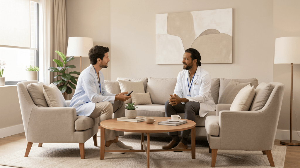 Therapist guiding a couple through family counseling in addiction rehab