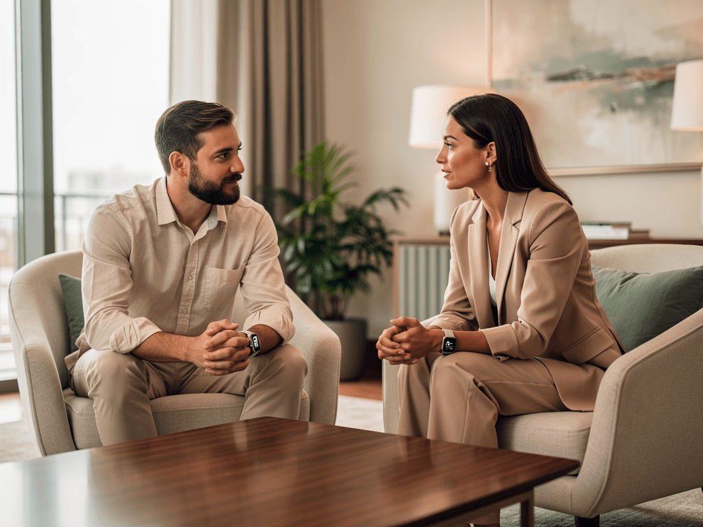 Therapist Reviewing Wellness Data with Client