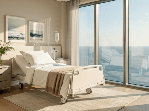 Alcohol withdrawal recovery room at luxury treatment center