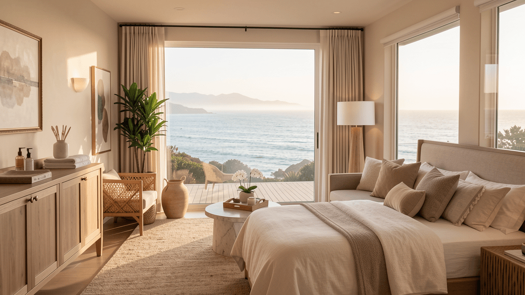 Serene coastal treatment center in Malibu with ocean views, representing healing from trauma and addiction
