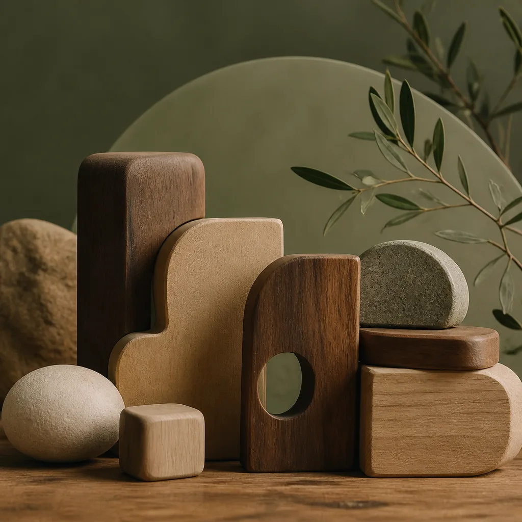 Abstract composition of interconnected wooden textures symbolizing CRAFT.